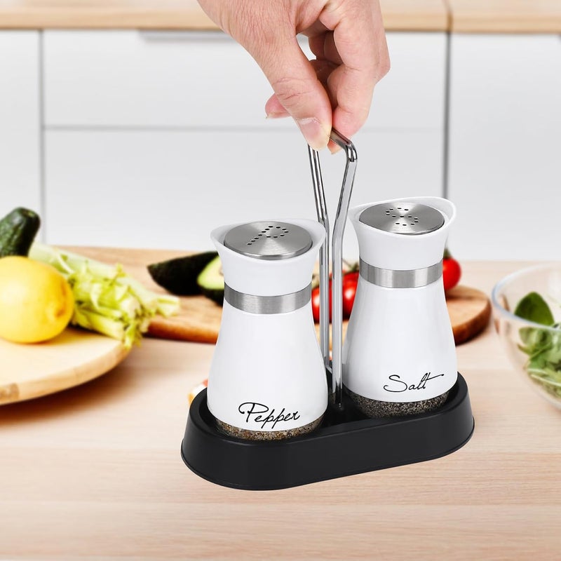 accmor Salt and Pepper Shakers Set with Holder, 4 oz Stainless Steel Salt Pepper Shaker Containers with Glass Bottom for Kitchen Cooking, BBQ, Bar, Table, RV, Camp - Image 4